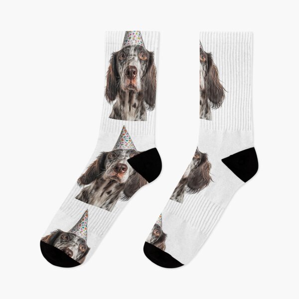 Artikelvorschau, Niedlicher English Setter Hund mit Partyhut Geburtstagsfeier entworfen und verkauft von LazyOwlStore.