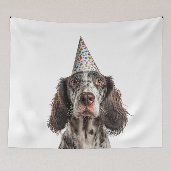 Artikelvorschau, Niedlicher English Setter Hund mit Partyhut Geburtstagsfeier entworfen und verkauft von LazyOwlStore.