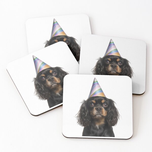 Item preview, Cute English Toy Spaniel dog with Party Hat Birthday Celebration designed and sold by LazyOwlStore.