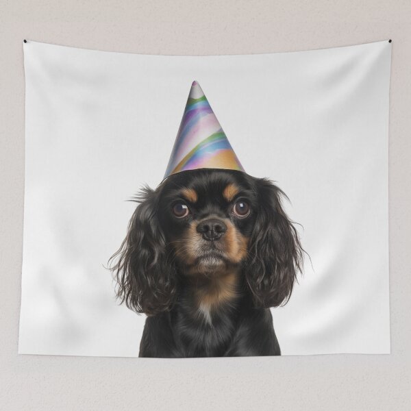 Item preview, Cute English Toy Spaniel dog with Party Hat Birthday Celebration designed and sold by LazyOwlStore.