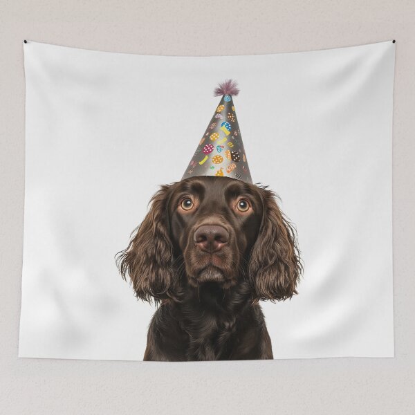 Item preview, Cute Field Spaniel dog with Party Hat Birthday Celebration designed and sold by LazyOwlStore.