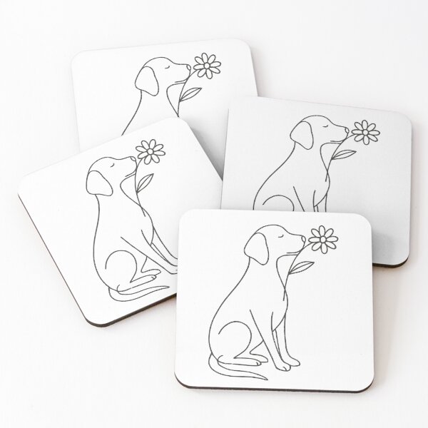 Aperçu de l'œuvre Dessin au trait d'un chien avec une fleur créée et vendue par CookieCreature.