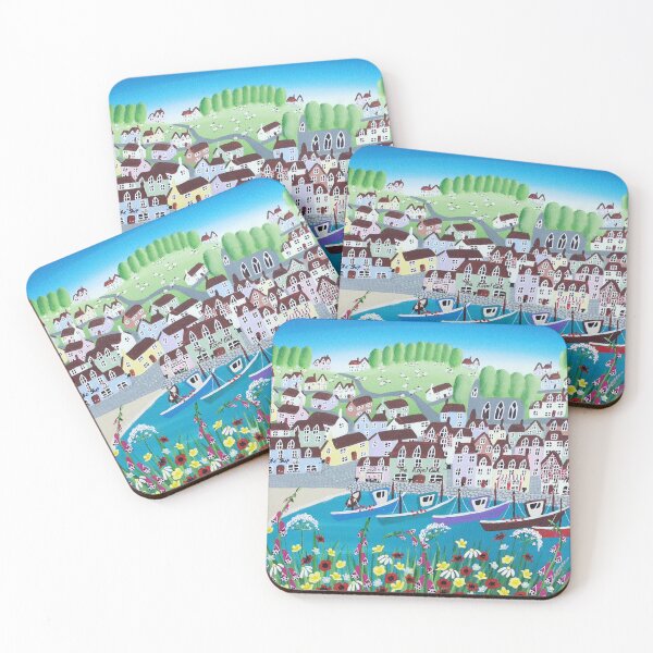 Item preview, A Summer Daydream contemporary Cornwall harbour beach artwork designed and sold by ElisaTruemanArt.