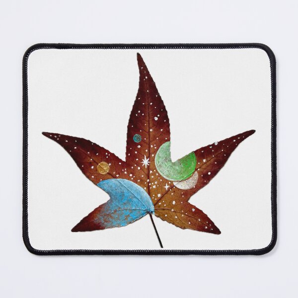 Item preview, Cosmic Autumn Leaf painting, hand painted on a real sweetgum tree leaf designed and sold by Art by Agnes Bosze.