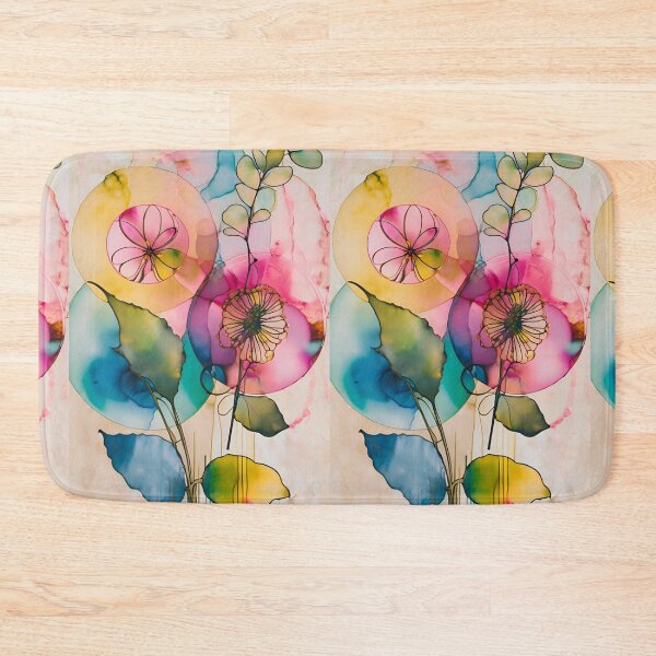 Item preview, Colorful flower texture,  pink blue yellow pattern, leaf pattern, pink stone, abstracitive designed and sold by KolorellaS.