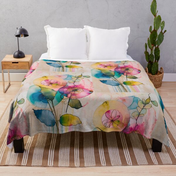 Item preview, Colorful flower texture, pink blue yellow pattern, leaf pattern, pink stone, abstracitive designed and sold by KolorellaS.