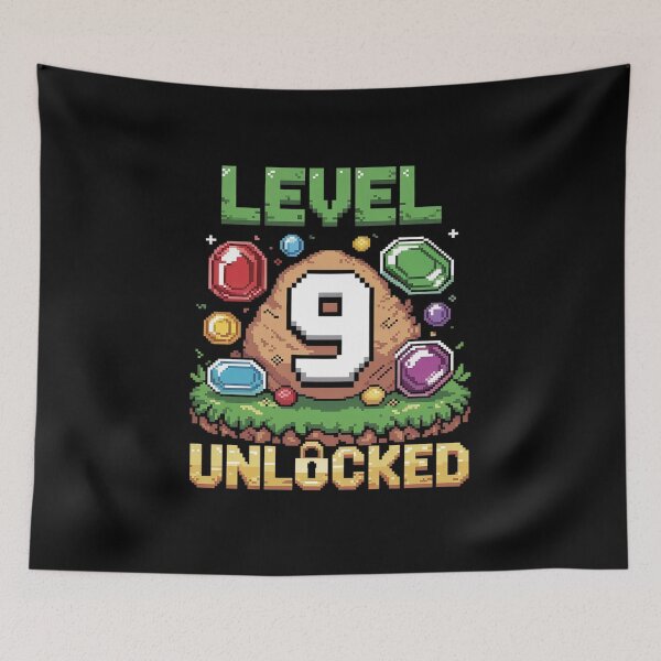 Item preview, Birthday Boy Level 9 Unlocked 9th Birthday Game Pixel designed and sold by Nekusa.