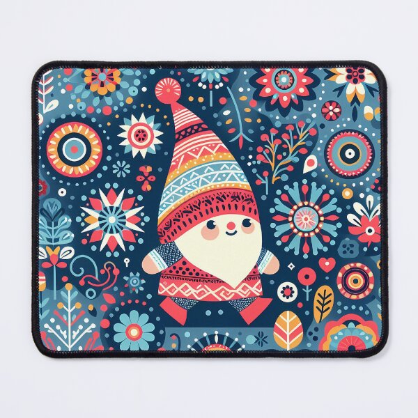 Item preview, Cute Gnome with Flowers - Scandinavian Folk Art by heidiannemorris © designed and sold by FOLK ART FUSION by heidiannemorris.