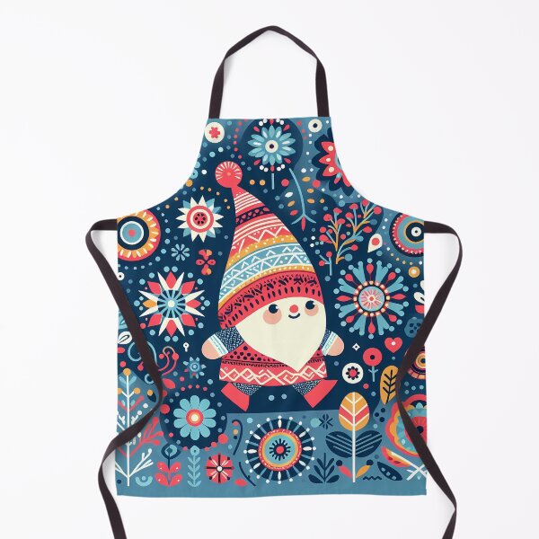 Item preview, Cute Gnome with Flowers - Scandinavian Folk Art by heidiannemorris © designed and sold by FOLK ART FUSION by heidiannemorris.