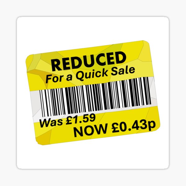 Reduced for a Quick Sale Sticker - Comedy £ POUNDS GBP by Chris Corish Sticker