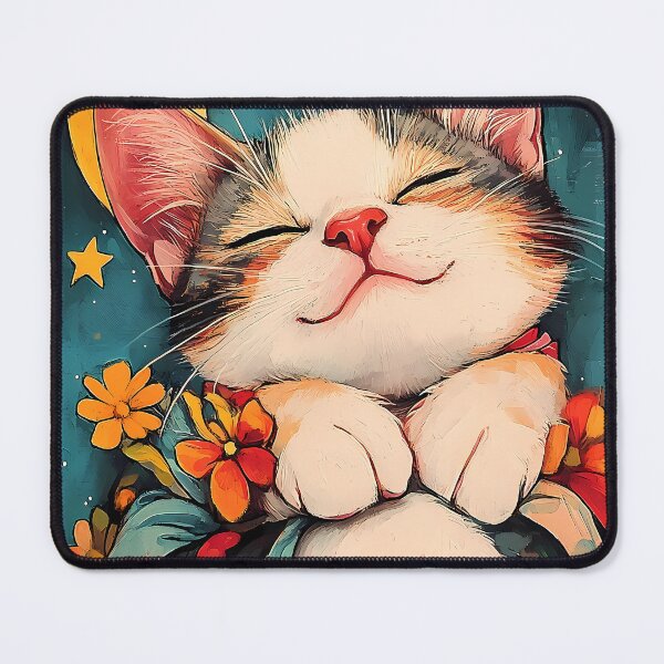 Item preview, Animal Starry Contented Calico Cat Kimono Flowers Night Sky Moon Stars Serene Dream designed and sold by telchimabukar.