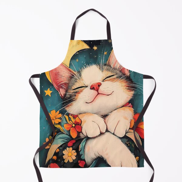 Item preview, Animal Starry Contented Calico Cat Kimono Flowers Night Sky Moon Stars Serene Dream designed and sold by telchimabukar.