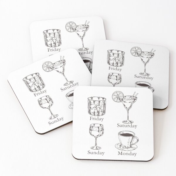 Item preview, Weekend Drinks to Monday Coffee – Funny Weekday Art designed and sold by The secret storage room.