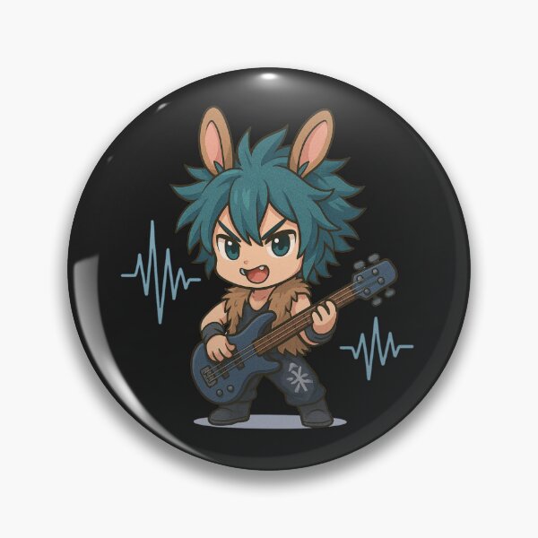 Item preview, Bass Bunny Slayer Chibi | Wild Anime Guitarist | Cute Furry Rocker with Bunny Ears designed and sold by ColorSplash123.