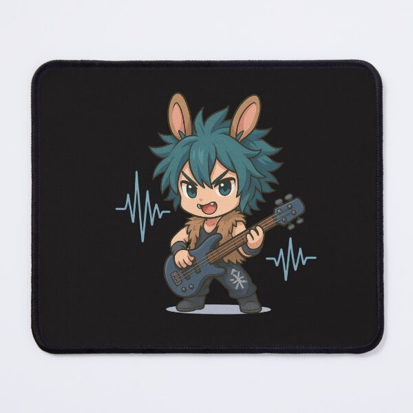 Item preview, Bass Bunny Slayer Chibi | Wild Anime Guitarist | Cute Furry Rocker with Bunny Ears designed and sold by ColorSplash123.