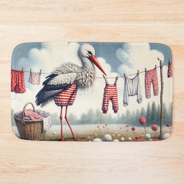 Item preview, Stork Doing the Washing designed and sold by M-Y-A-R-T-.