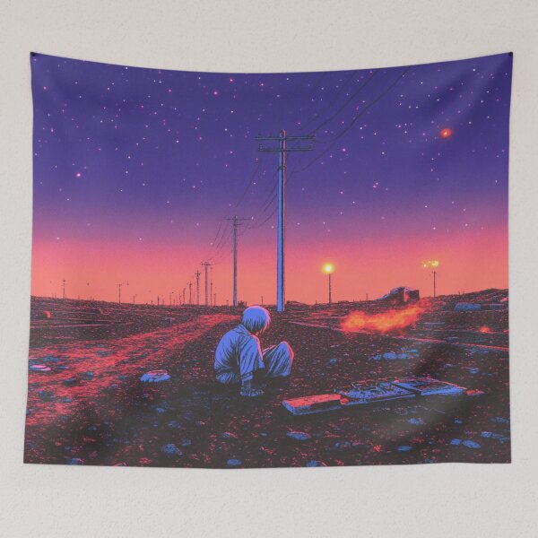 Item preview, Sad Lofi Anime Boy Nostalgic Sunset designed and sold by V-Fantasy.