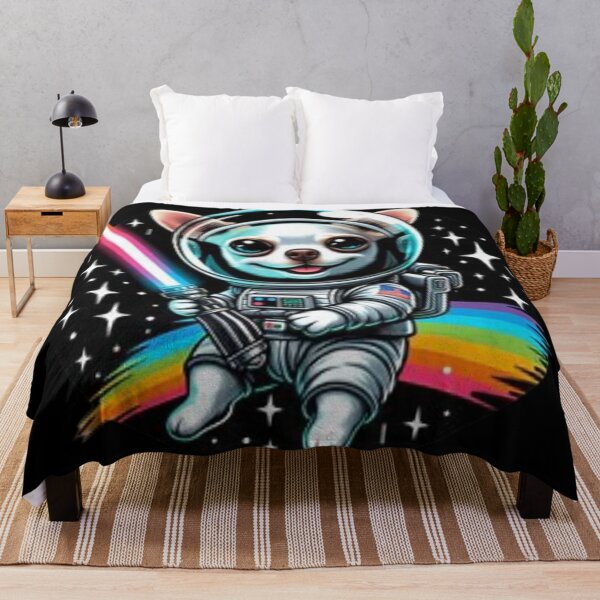 Item preview, Chihuahua Astronaut with Rainbow Lightsaber in Space designed and sold by Iuqiune.
