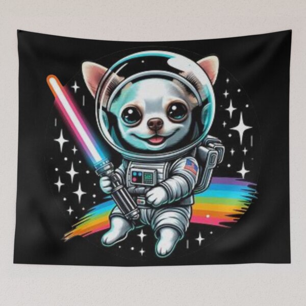 Item preview,  Chihuahua Astronaut with Rainbow Lightsaber in Space designed and sold by Iuqiune.