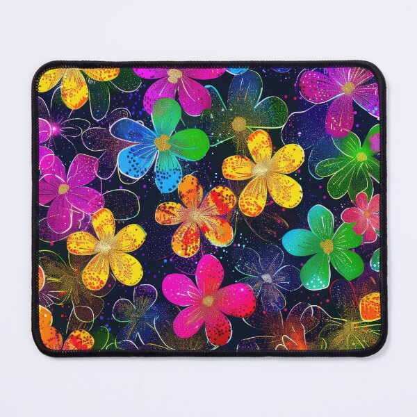 Item preview, Neon Colorful floral pattern - whimsigoth dark cottagecore orange blue yellow  designed and sold by cocomelon168.