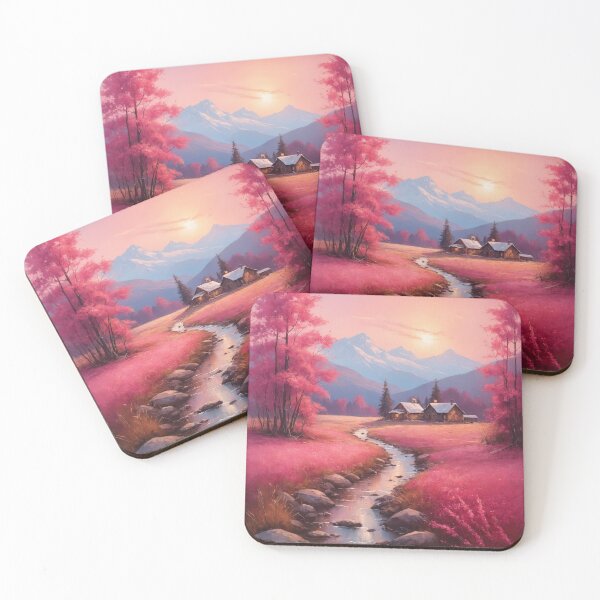 Item preview, Pink Dusk: Mountain Cabins by Stream designed and sold by REPTISLAV.