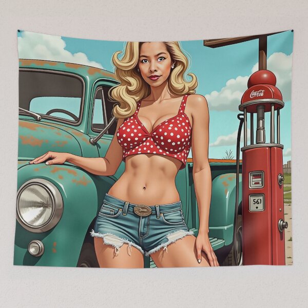 Item preview, Retro, Sexy, 1960's, Slim, Beautiful, Big Busted Girl and Her Truck designed and sold by Huskyyy Designs.