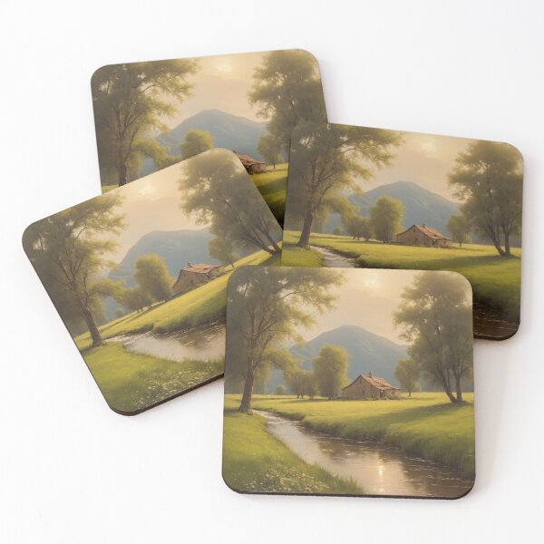 Item preview, Golden Light: Countryside Cottage by Stream designed and sold by REPTISLAV.