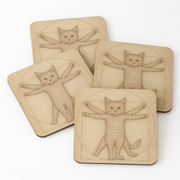Item preview, Vitruvian Cat – Da Vinci Style Parody Illustration designed and sold by iamwonderkitty.