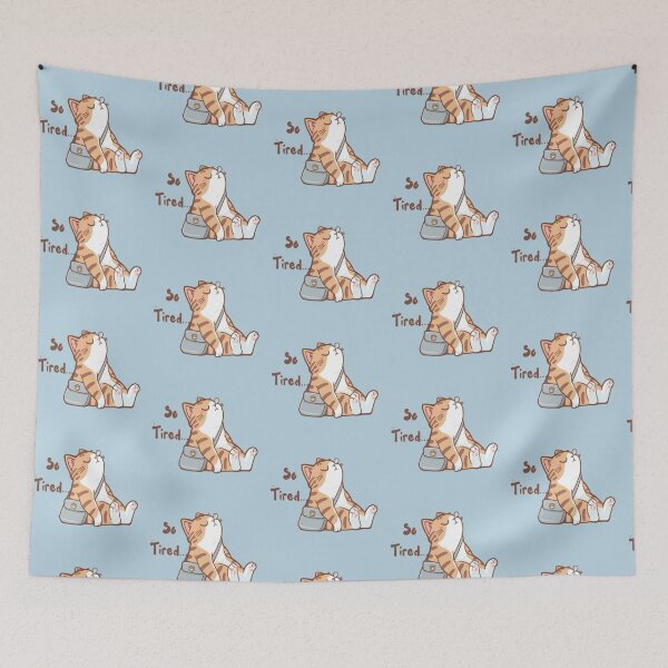 Item preview, cute tired cat drawing designed and sold by NivyasArtistry.