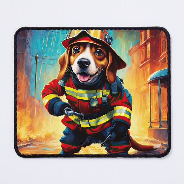 Item preview, Puppy as a fireman holding a hosepipe directing water to a fire designed and sold by Colin Bentham.