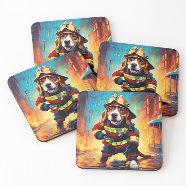 Item preview, Puppy as a fireman holding a hosepipe directing water to a fire designed and sold by Colin Bentham.