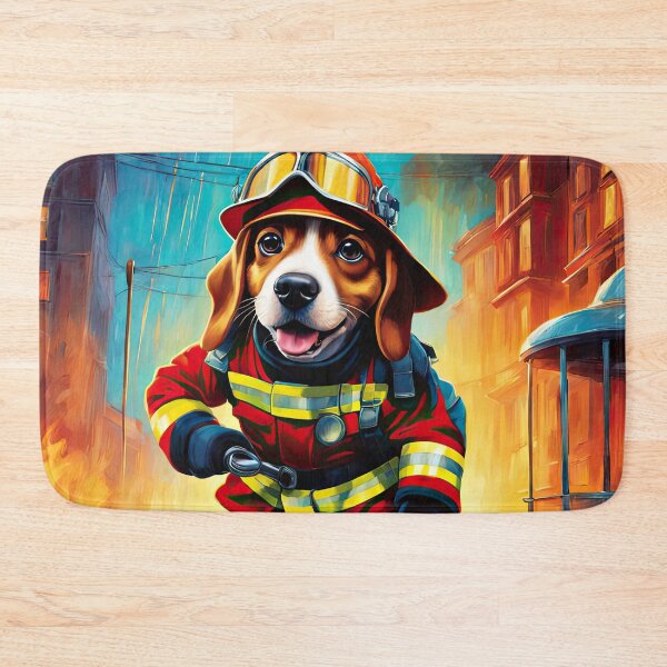 Item preview, Puppy as a fireman holding a hosepipe directing water to a fire designed and sold by Colin Bentham.