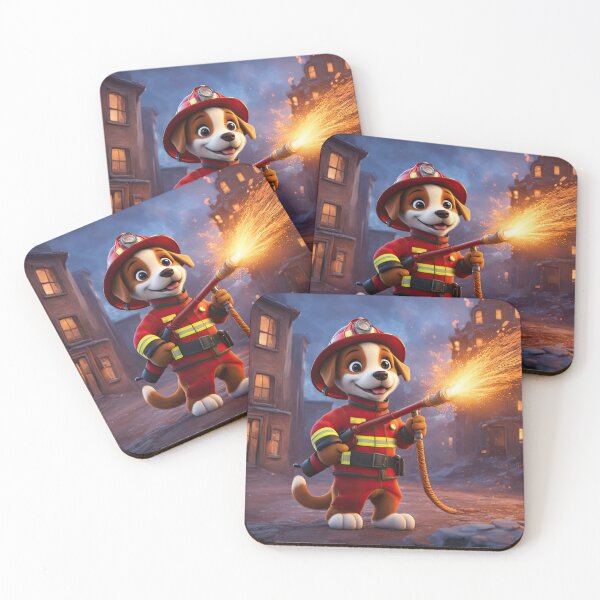 Item preview, Puppy as a fireman holding a hosepipe directing water to a fire designed and sold by Colin Bentham.