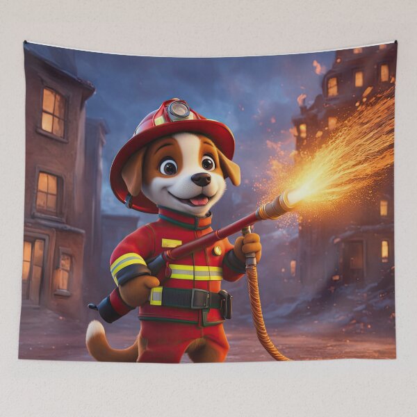 Item preview, Puppy as a fireman holding a hosepipe directing water to a fire designed and sold by Colin Bentham.