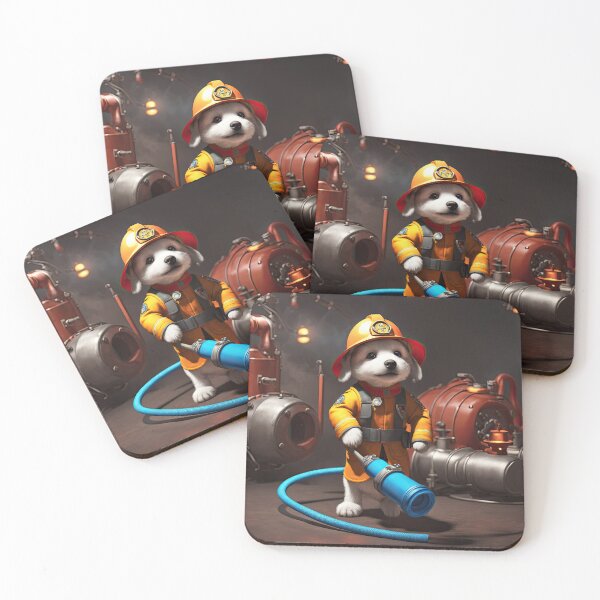 Item preview, Puppy as a fireman holding a hosepipe directing water to a fire designed and sold by Colin Bentham.