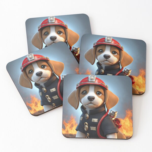 Item preview, Puppy as a fireman holding a hosepipe directing water to a fire designed and sold by Colin Bentham.