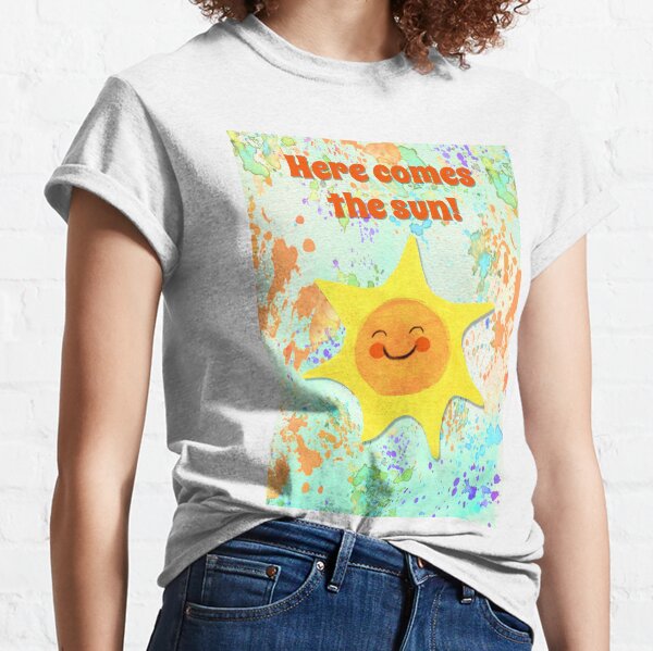 Camiseta amarilla Here Comes The Sun sostenible mujer