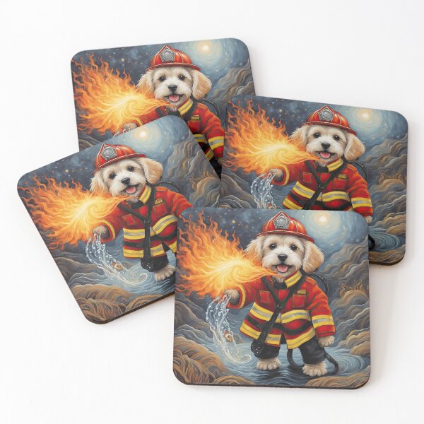 Item preview, Puppy as a fireman holding a hosepipe directing water to a fire designed and sold by Colin Bentham.
