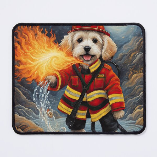 Item preview, Puppy as a fireman holding a hosepipe directing water to a fire designed and sold by Colin Bentham.