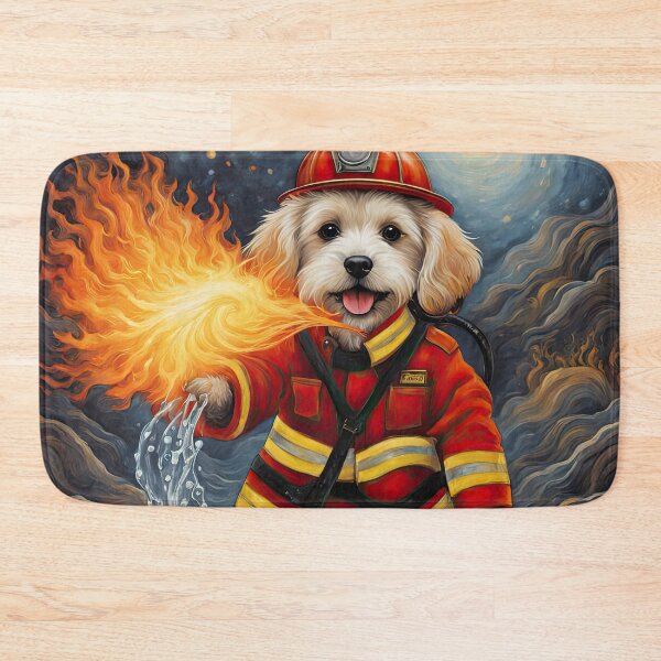 Item preview, Puppy as a fireman holding a hosepipe directing water to a fire designed and sold by Colin Bentham.