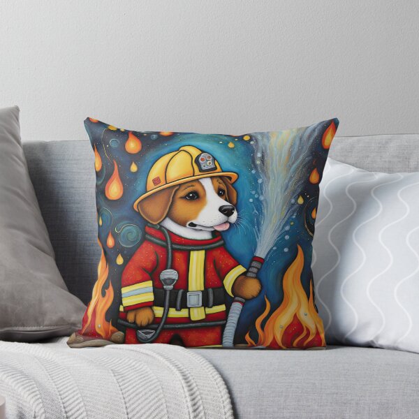 Item preview, Puppy as a fireman holding a hosepipe directing water to a fire designed and sold by Colin Bentham.