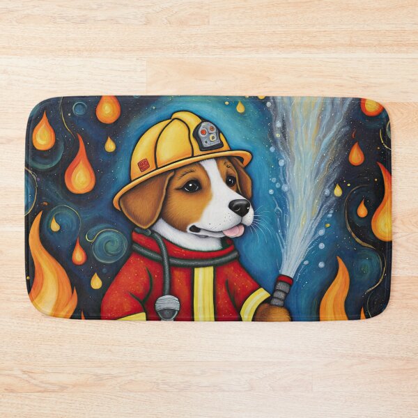 Item preview, Puppy as a fireman holding a hosepipe directing water to a fire designed and sold by Colin Bentham.