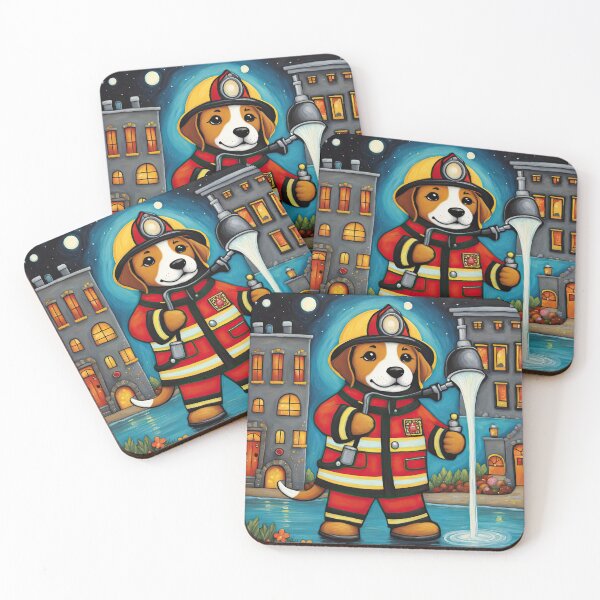 Item preview, Puppy as a fireman holding a hosepipe directing water to a fire designed and sold by Colin Bentham.