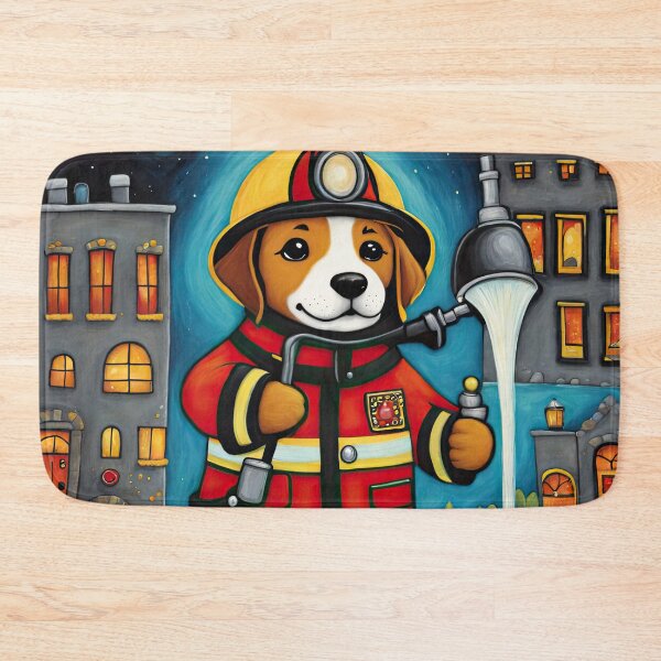 Item preview, Puppy as a fireman holding a hosepipe directing water to a fire designed and sold by Colin Bentham.