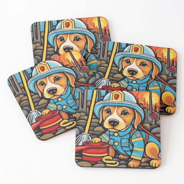 Item preview, Puppy as a fireman holding a hosepipe directing water to a fire designed and sold by Colin Bentham.