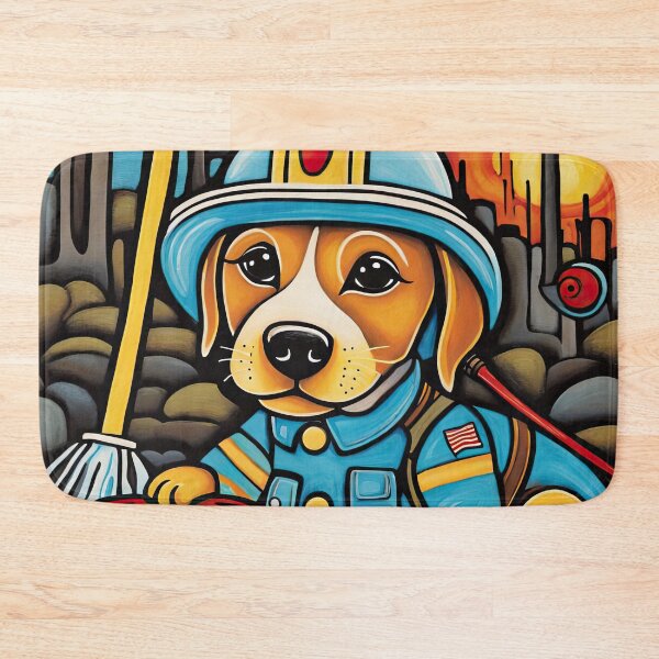 Item preview, Puppy as a fireman holding a hosepipe directing water to a fire designed and sold by Colin Bentham.