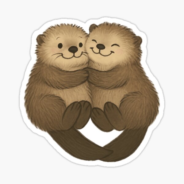 Artikel-Vorschau von Bedeutender Otter-Hände-Aufkleber | Süßes Otterpaar mit Herzschwänzen | Romantisches Geschenk für Partner & beste Freunde, designt und verkauft von TheTravelBunny.