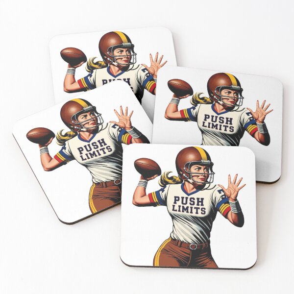 Item preview, Retro female football player with sign Push Limits designed and sold by designerka.