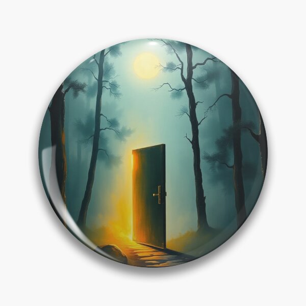 Item preview, Mysterious glowing door in enchanted forest, hidden in the fog, surreal atmosphere full of unknown magic designed and sold by FotoworldEdel.