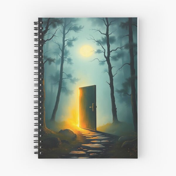 Item preview, Mysterious glowing door in enchanted forest, hidden in the fog, surreal atmosphere full of unknown magic designed and sold by FotoworldEdel.